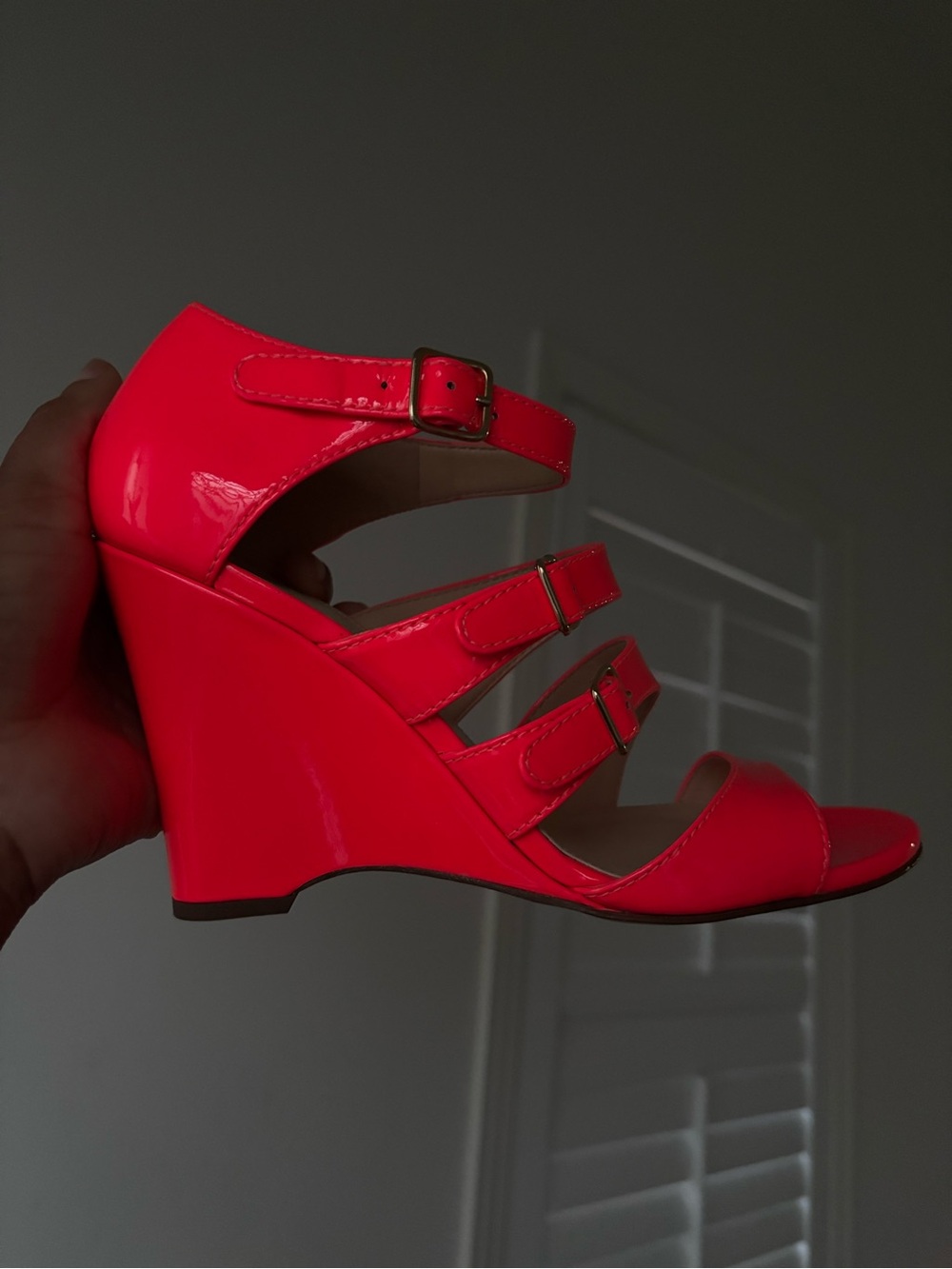 J Crew Women’s Neon Patent Wedge Sandals Comes with box